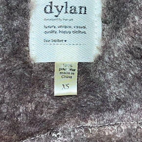 Dylan Faux Suede Faux Fur Asymmetrical Zip Brown Vest Womens Sz XS - Picture 6 of 7